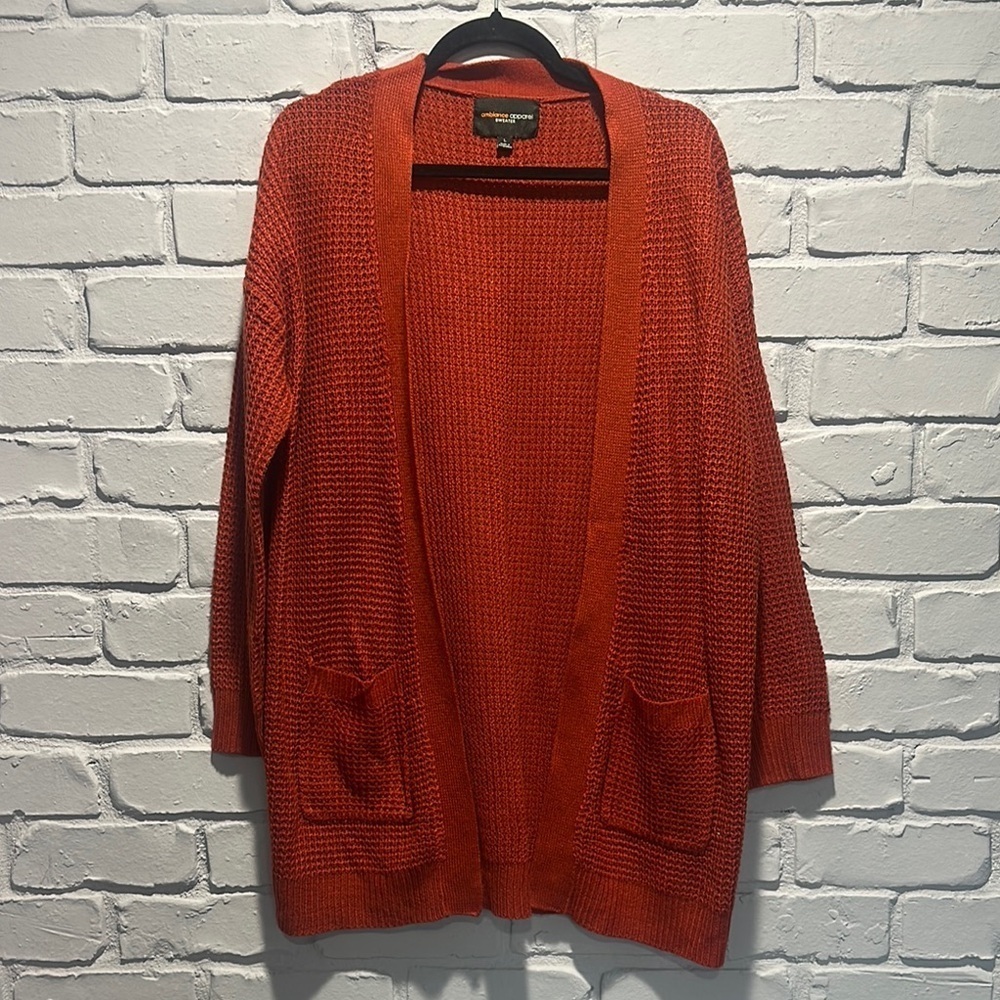 NWOT Ambiance Women's Open Front Cardigan - Brick Red size L